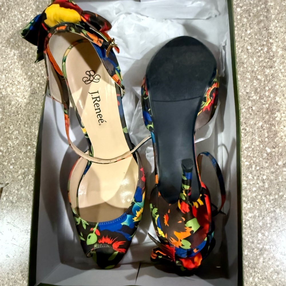 J. Renee Melissa Black Brite Floral Heels
